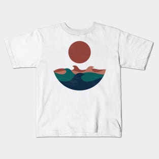 Boho Style Waves and sun Design Hipster pallet Kids T-Shirt